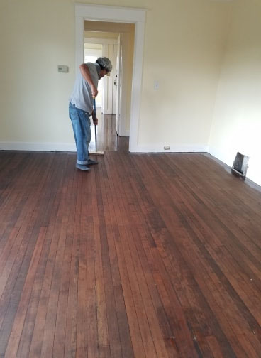 sanded and painted wood floor